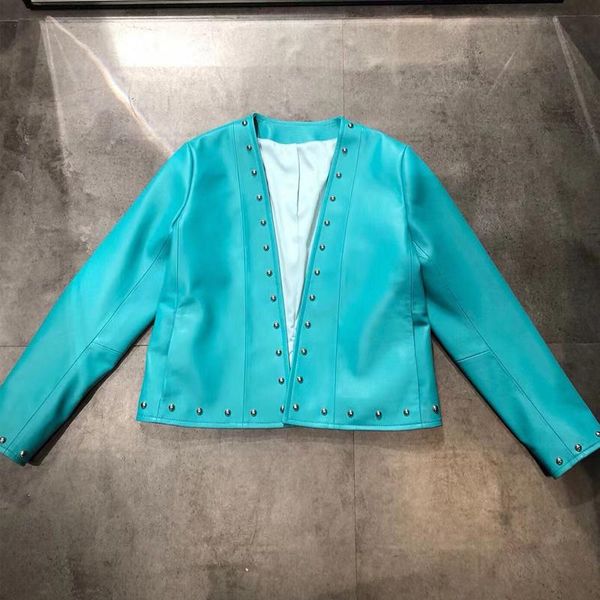 

women's leather & faux office ladies genuine jacket, Black