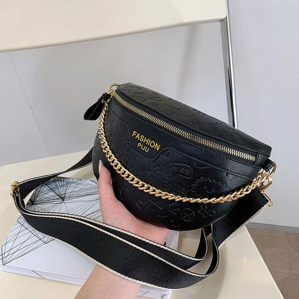 

women's fanny pack fashion chain leather waist bags luxury designer shoulder crossbody chest bag lady belt brand packs
