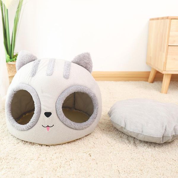 

cat beds & furniture head semi-enclosed creative modeling pet litter kennel deep sleeping pad cushion separation supplies bed