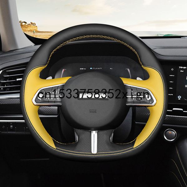 

diy custom leather hand-sewn car steering wheel cover for haval f7 f7x f5 h6 car interior modification accessories