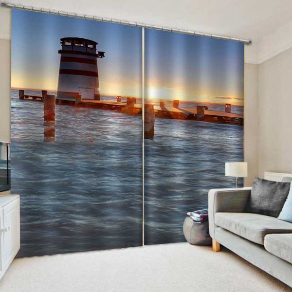 

curtain & drapes nature scenery seaview curtains 3d window for living room bedroom customized size