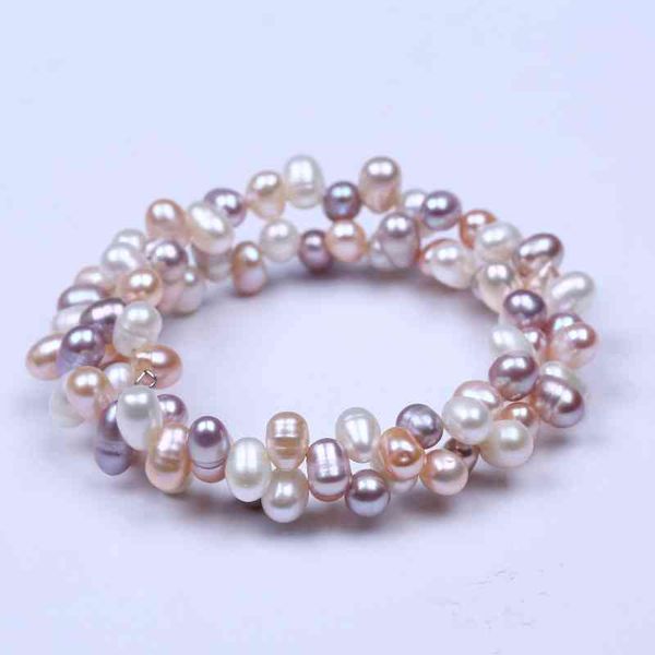 

latt dign women real frhwater natural white pink cultured pearl bracelet jewelry frh water pearl bracelet, Golden;silver