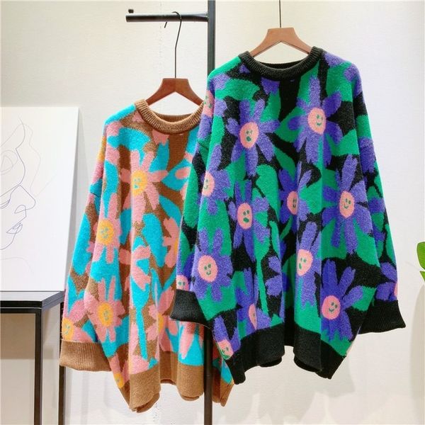 

knits oversized women lazy oaf long pullovers plus size jumpers contrast jacquard knitted sweater sueter mujer, White