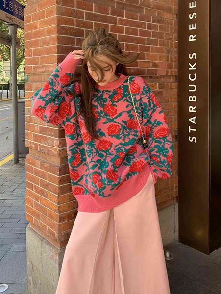 

lin, a in the women sweaters female loose christmas falls outside rotator cuff set of head round collar to wear, White;black
