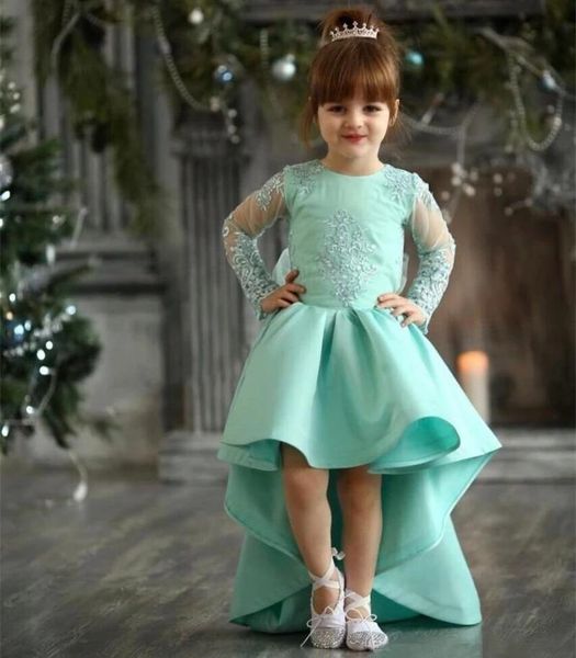 

girl's dresses mint flower girl ruffles pleat long sleeves princess communion birthday pageant robe de demoiselle, Red;yellow