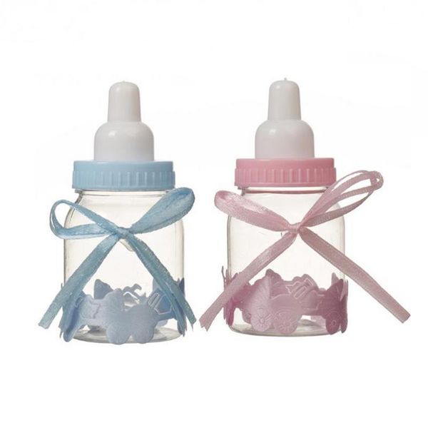

12pcs birthday small bottle plastic candy box party blue pink cute gift with diamond maternity wrap