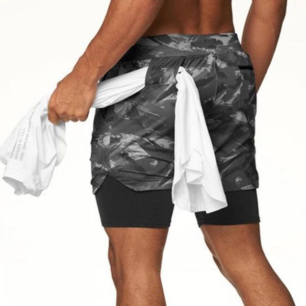 

men's shorts man camouflage print quick dry elastic band drawstring pocket beach pants loose summer breathable men, White;black