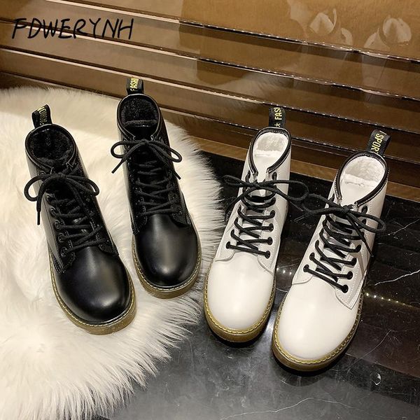 

boots 2021 fashion leather women's shoes velvet waterproof short tube snow autumn and winter warm platform, Black