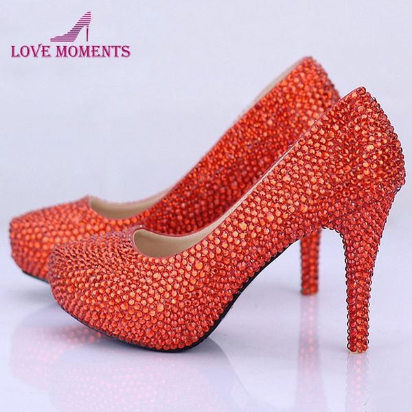 

glitter rhinestone red wedding shoes 2021 fashion platform crystal women pumps bottom party prom bridal dress, Black