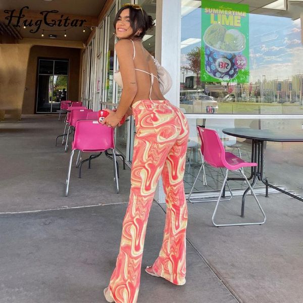 

women's pants & capris hugcitar 2021 high waist striped long summer autumn women fashion streetwear outfits trousers party club y2k, Black;white