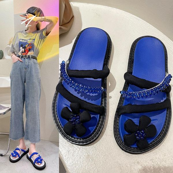 

slippers women 2021 summer sandals low heels fashion shoes slipper for, Black
