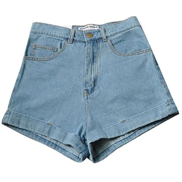 

women's jeans [ewq] 2021 spring summer arrivals high waist solid pattern cuffs pockets women casual trgular straight denim shorts ay568, Blue