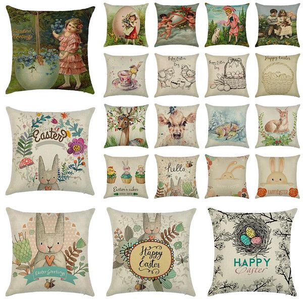 

cushion/decorative pillow decorative cushions for sofa -easter pillowcase print- linen polyester square home decoration - coussin