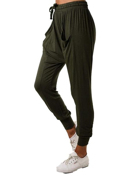 

women's pants & capris loose jogging pants, light and comfortable elastic waist drawstring sports casual belt pockets, Black;white