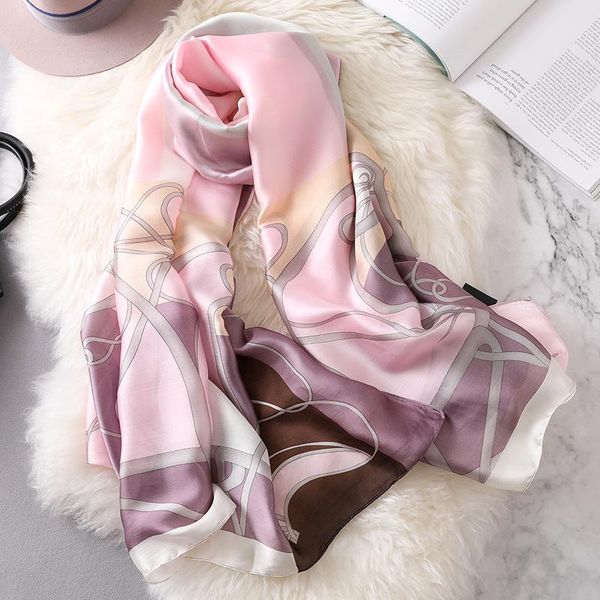 

scarves 2021 korean style chain scarf lady fashion 180x90cm beach towel summer sunscreen silk winter seaside shawls, Blue;gray