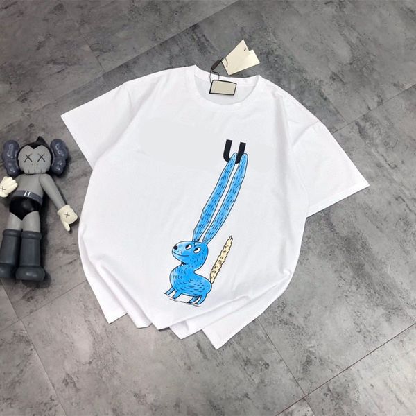 

design clothing long ear blue rabbit short girls simple cartoon t-shirt casual half sleeve fashion qingdao, White