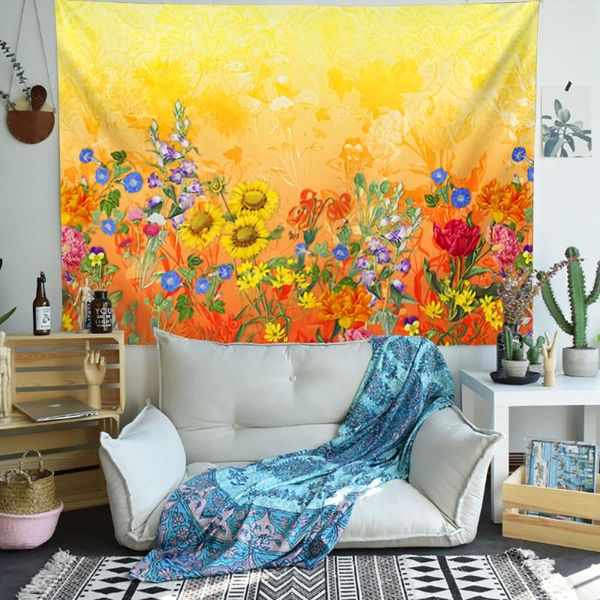 

tapestries tapestry wall hanging multifunction botanical celestial floral hippie flower fashion blanket beach tablecloth