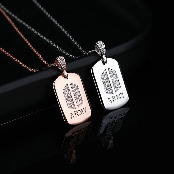 

pendant necklaces kpop silver color chain army couple necklace 2021 bangtan boys zircon lovers choker fashion boutique jewelry