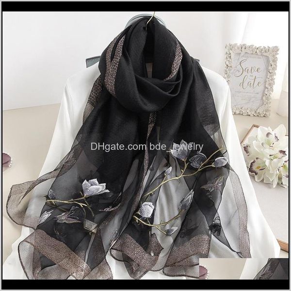 

hats, & gloves fashion aessories women wool silk scarf warm shawls lady wraps floral embroidery winter scarves elegant female foulard bandan, Blue;gray
