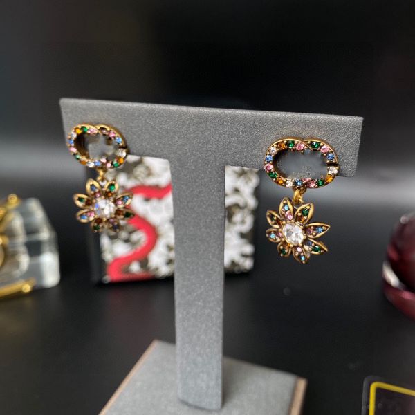 

designer women earrings female stud color diamond earring, Golden;silver