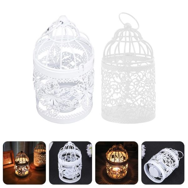

candle holders 2pcs birdcage shaped holder hollow stand creative iron adornment