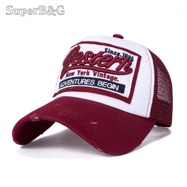 Ballkappen SuperBG Sommer Baseballmütze Männer Mesh Retro Stickerei Frauen Hip Hop Hüte Unisex Knochen Einstellbar Großhandel