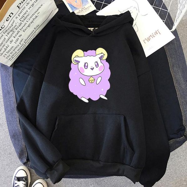 

women's hoodies & sweatshirts me kawaii print hoody women cartoon graphic hooded clothes japanese anime female streetwear unisex, Black