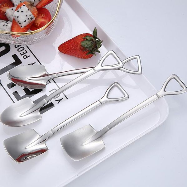 

spoons dessert spoon creative stainless steel retro shovel coffee watermelon ice cream tip kitchen utensils