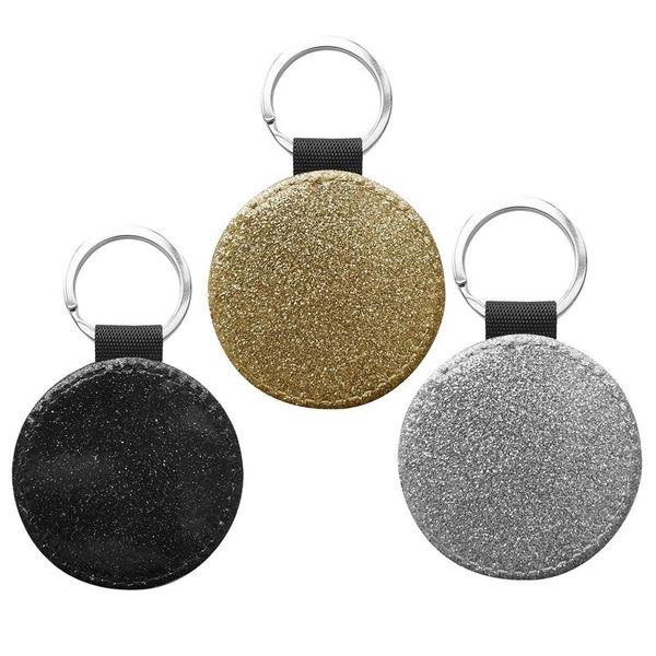

keychains 10 pack sublimation blanks keychain glitter pu leather diy heat transfer keyring, Silver
