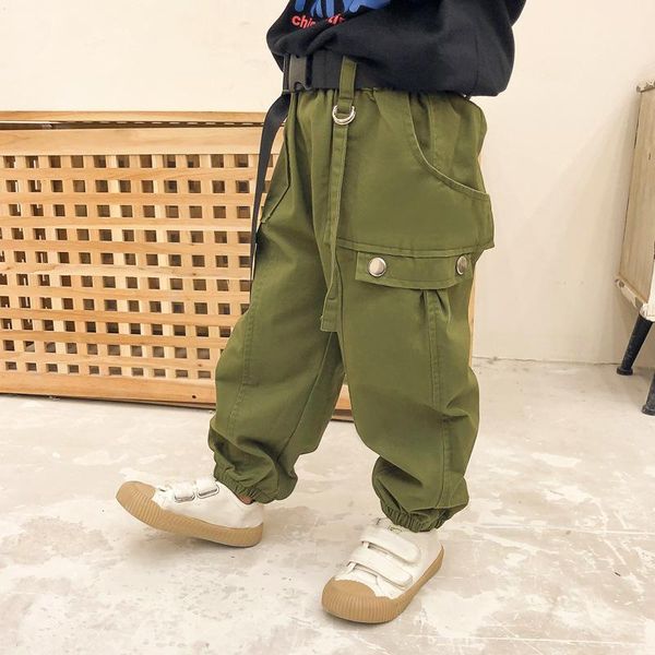 

trousers 2021 spring kids casual long pants for boys fashion children cargo cotton loose, #9373, Blue