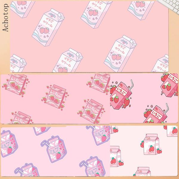 

mouse pads & wrist rests large pink pad anime strawberry milk mousepad gamer computer mat keyboard cute simple otaku game desk