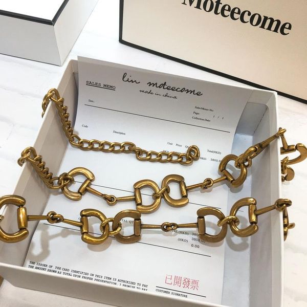 

belts retro chain for women party jewelry dress waist women's belt fashion simple wild metal copper buckle, Black;brown