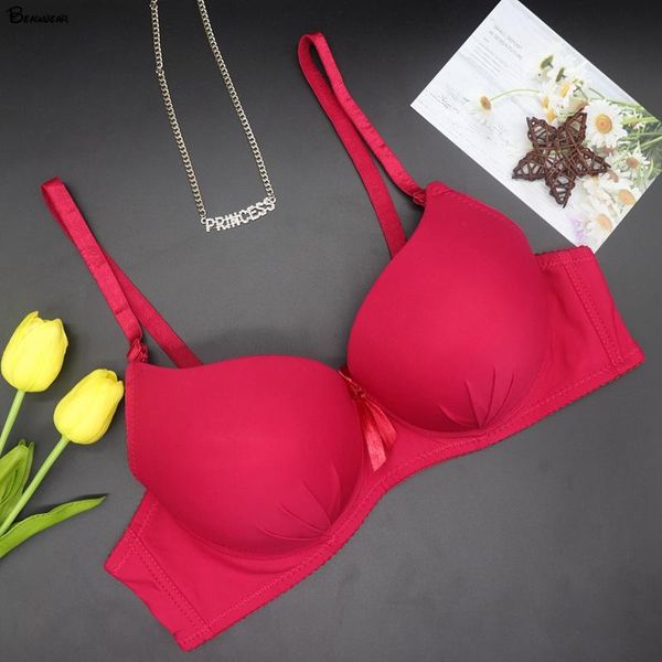 

bras beauwear seamless breathable plus size bow push up for women underwire lingerie deep u bralette 75b-90b underwear, Red;black