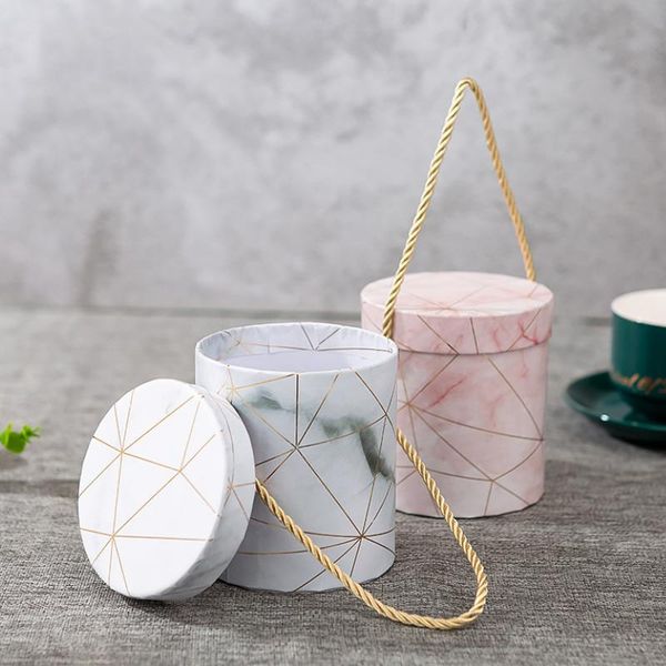 

gift wrap round flower paper box portable mini storage packaging with lid lanyard festival party supplies