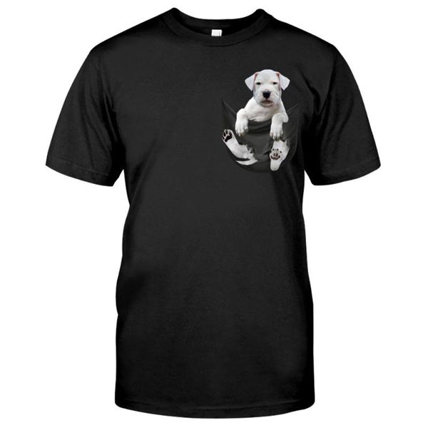

men's t-shirts funny t-shirt dogo argentino lovers pocket 3d print cotton shirt fashion brand harajuku casual round neck black tee, White;black
