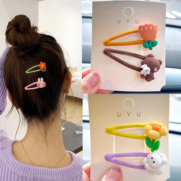 

hair accessories 2 pcs cute cartoon animal hairpin girl fashion fruit flower clip child headband dinosaurs bb barrettes, Slivery;white