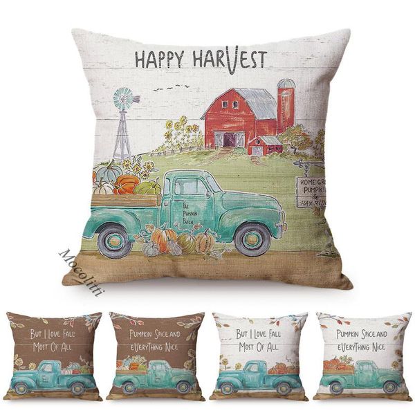 

cushion/decorative pillow farm autumn harvest watercolor pumpkin decorative chair cushion cover thanksgiving home decor restaurant sofa thro