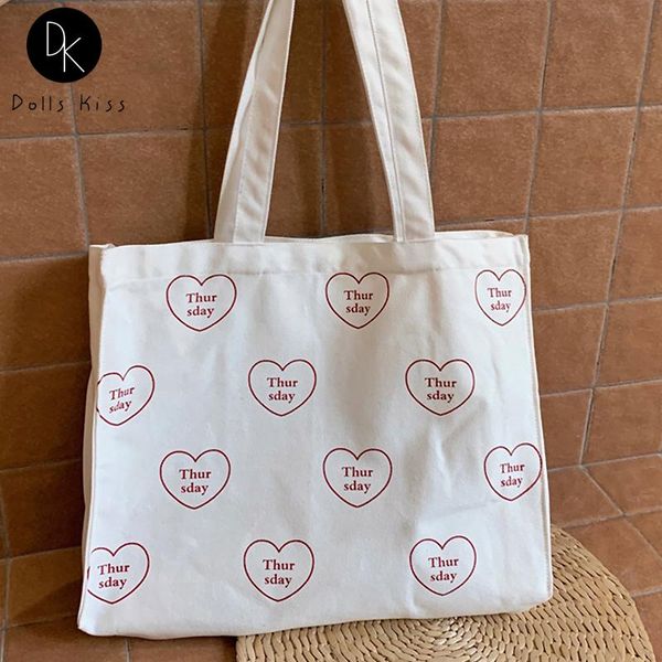 

evening bags women canvas shopping bag ladies love thursday english printed shoulder female eco-friendly grocery girl casual tote