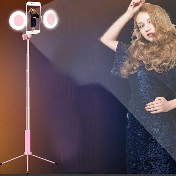 

selfie monopods bluetooth extendable mobile phone stick tripod led ring light flash with monopod mount for live broadcast