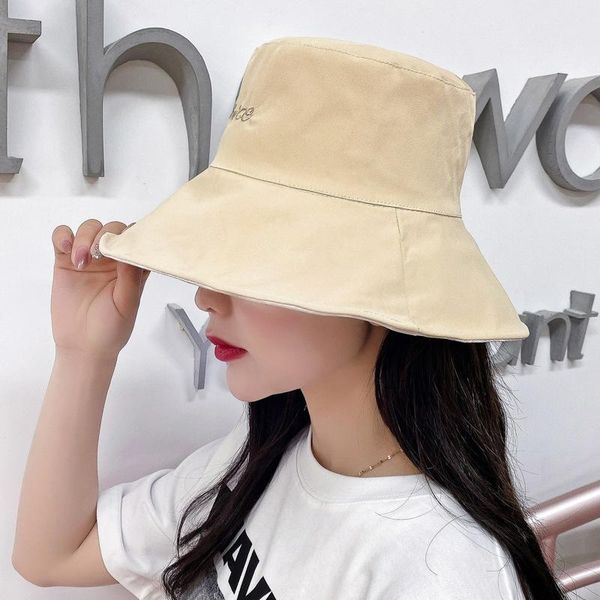 

stingy brim hats huiku women's spring,summer,fall fisherman sunscreen plaid casual sun hat double sided wearing korean version of wild, Blue;gray