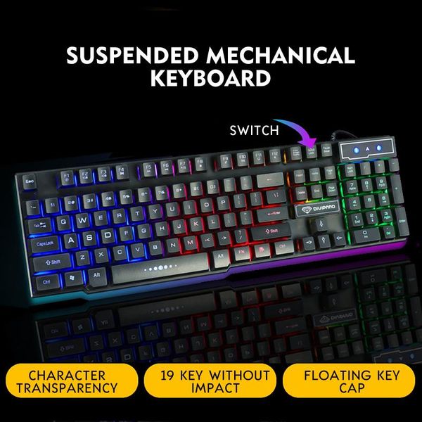 

keyboards gk50 wired mechanical gaming keyboard floating cap waterproof rainbow backlight
