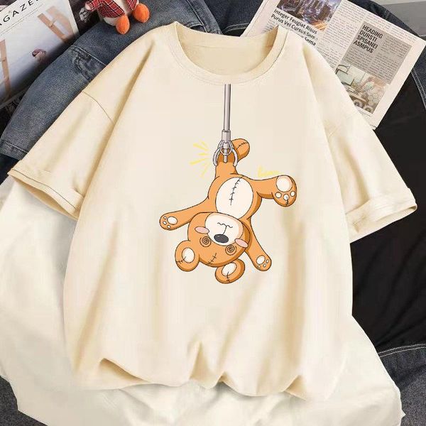 

women's t-shirt cotton t shirt summer casual short sleeve harajuku cartoon pattern loose plus size s-5xl women, White