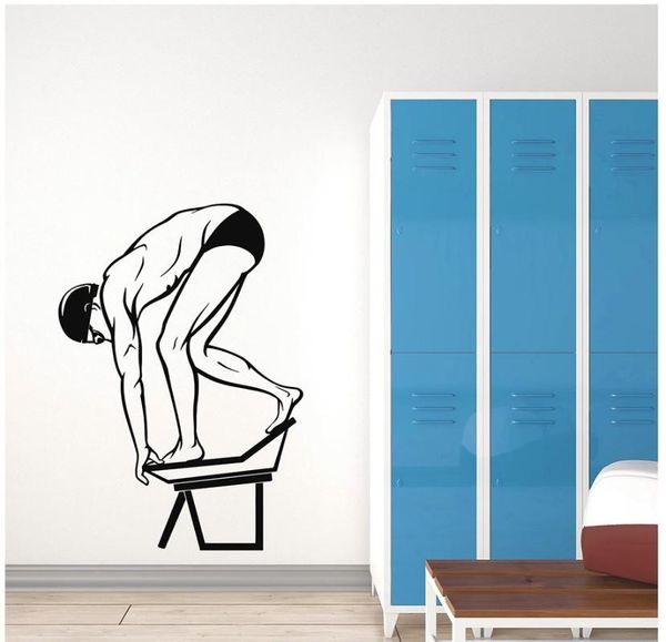 

wall stickers jump water decal sport swimmer boy swimming pool waterproof decor window postural art mural n1921