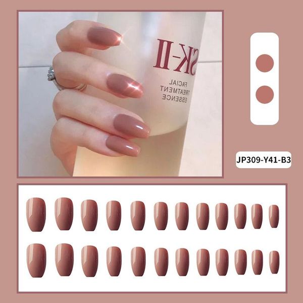 

false nails 24pcs pure color wear long paragraph fashion manicure patch save time wearable nail sana889, Red;gold