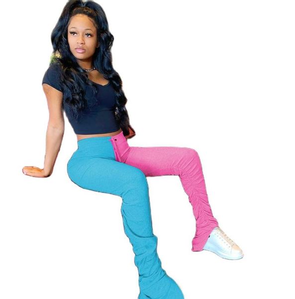 

women's pants & capris european and american style trousers color matching pleated slit micro flared sweatpants, Black;white