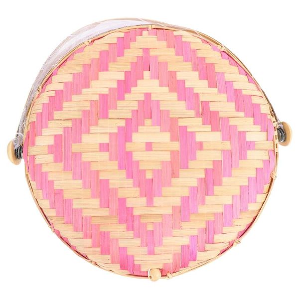 

storage baskets 1 pc bamboo woven dustpan with net-cover -proof dust-proof basket