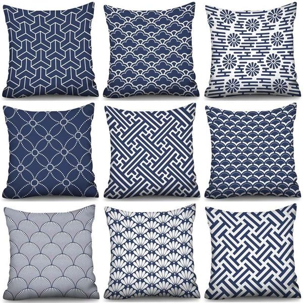 

blue geometry cushion cover nordic simple geometric decorative throw pillows covers for sofa polyester cotton cushion/decorative pillow