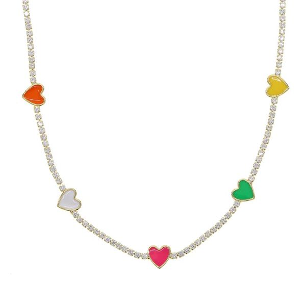 

summer arrived candy color small heart layer short choker necklaces for women girls charm party wedding trendy jewelry gifts chains, Silver