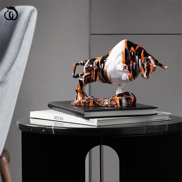 

decorative objects & figurines lucky ox art sculpture decor abstract splash color cattle animal statue resin craft creativity home decoratio
