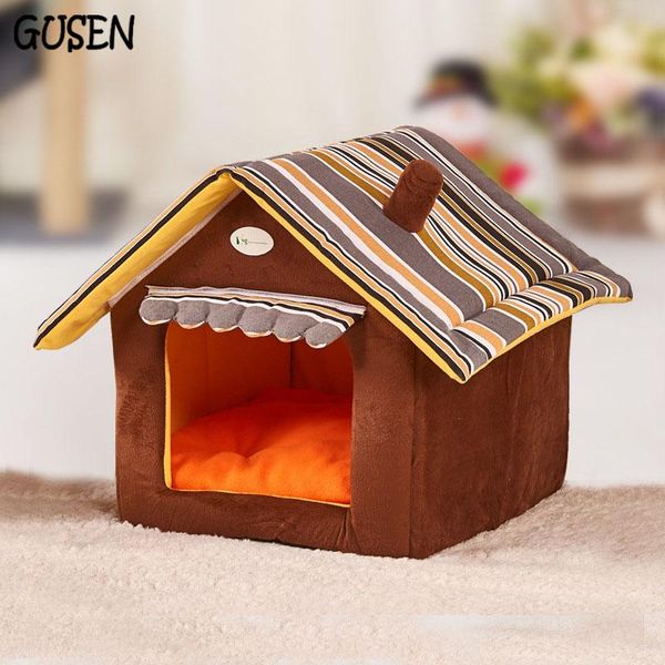 

striped cotton cover mat house cute pet dog removable warm with blanket beds for small dogs and medium kennels & pens